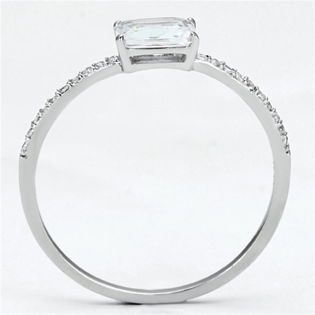 TS082 - Rhodium 925 Sterling Silver Ring with AAA Grade CZ in Clear