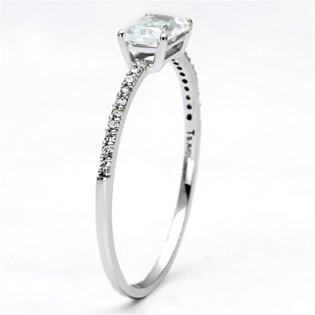 TS082 - Rhodium 925 Sterling Silver Ring with AAA Grade CZ in Clear